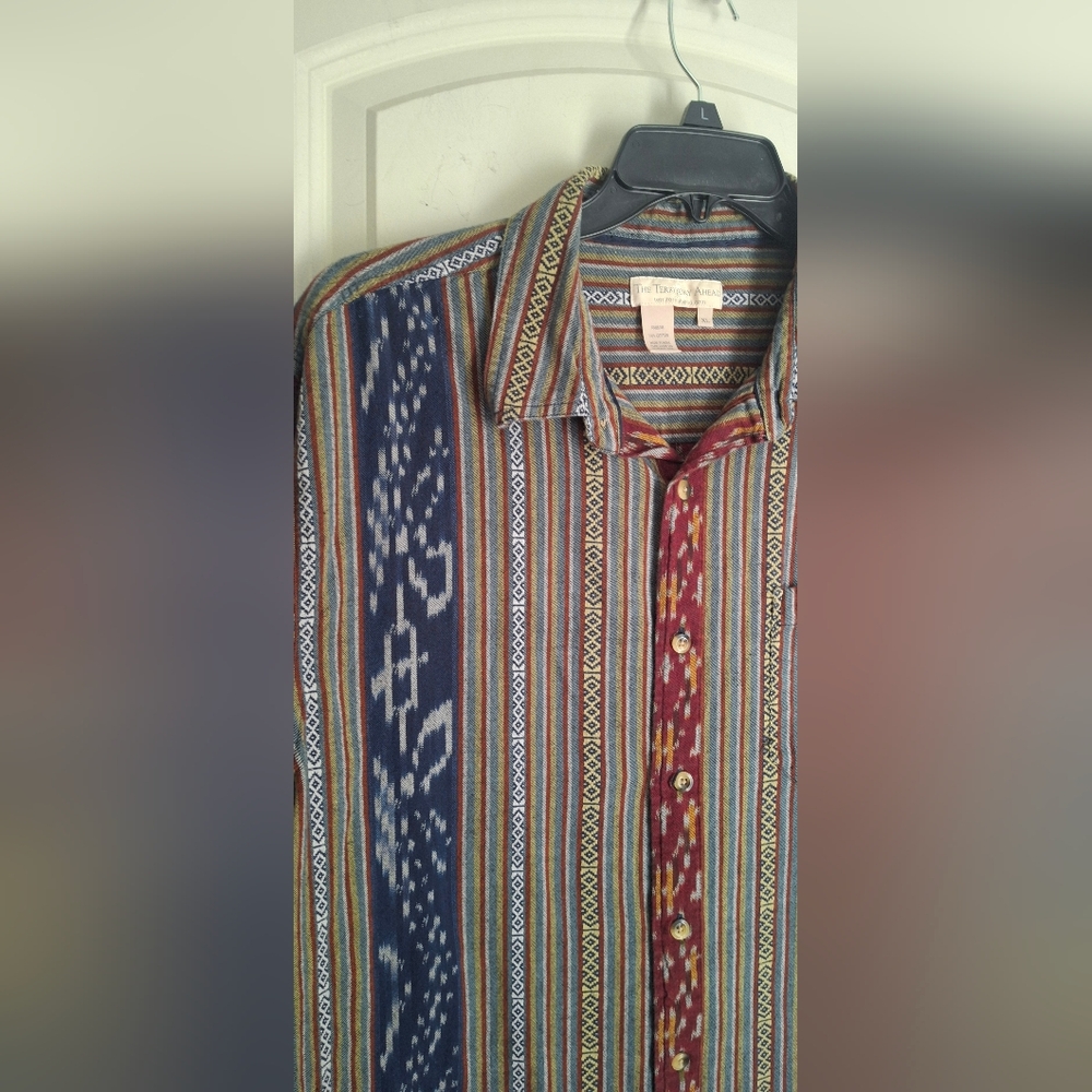 The Territory Ahead Cotton Multicolor Striped Short Sleeve Shirt XL Navajo Rodeo - Picture 6 of 9